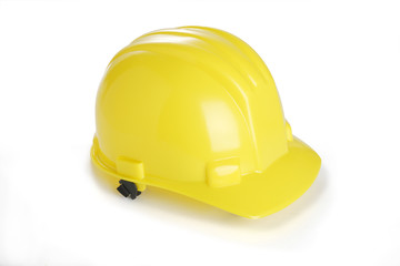 Fototapeta premium Yellow Hard plastic hat on the white background