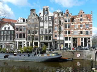 Old houses on the canals in Amsterdam