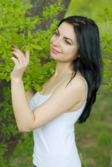 Young woman in forest