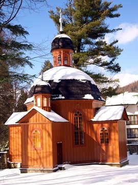 old wooden cathlic Chapel in Poland