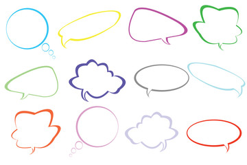 Chat bubbles in different colors and shapes