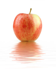Apple with water reflection