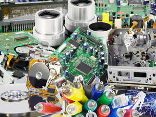 The electronic boards collage background