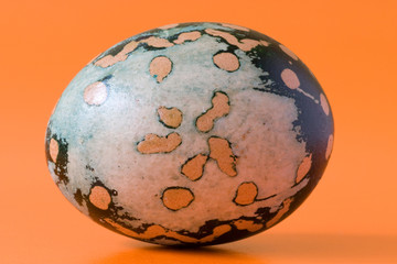 decorative easter egg isolated  on orange background