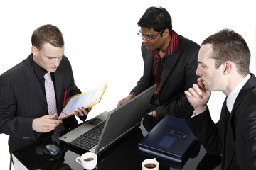 Portrait of businesspeople discussing