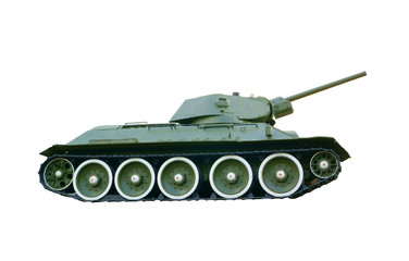 Soviet vintage tank isolated on white