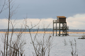 observation tower on a lake