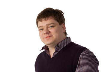 Portrait of a young man on a white background