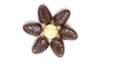 Delicious background of swiss dark chocolates, milk chocolates,