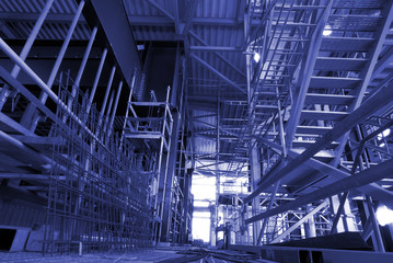 Scaffolding On An industrial construction Site