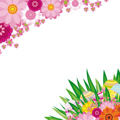 Floral background with Easter eggs