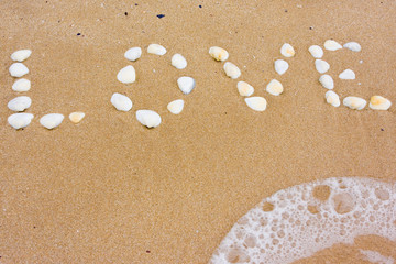 Love in sand on a beach