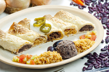 burritos con alubias y arroz