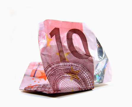 Zerknitterter 10 Euro Geldschein