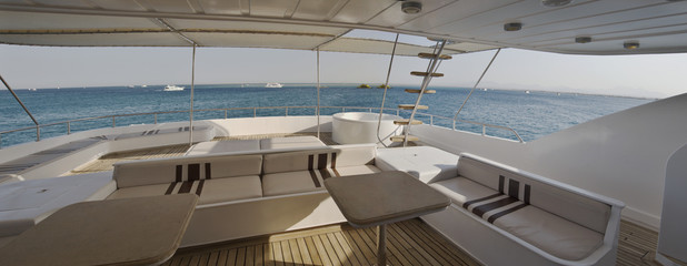 Sundeck of a large private motor yacht