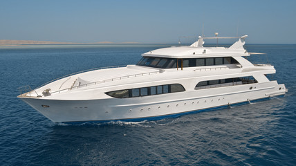 Large private motor yacht at sea