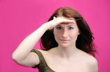 Fototapeta premium The girl looks afar