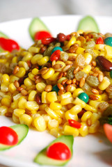 china delicious food-- corn and pine nuts