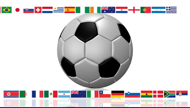 Bal&oacute;n de f&uacute;tbol con banderas