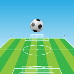 Football pitch-Soccer ball-3d