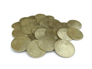 3d rendered coins isolated on white