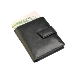 Wallet with dollars isolated on white
