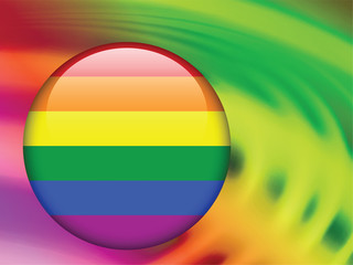 Gay Flag Button on Abstract Liquid Wave Background