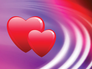Hearts on Abstract Liquid Wave Background