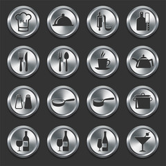 Food Icons on Metal Internet Buttons