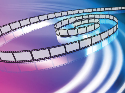 Film Reel on Abstract Liquid Wave Background