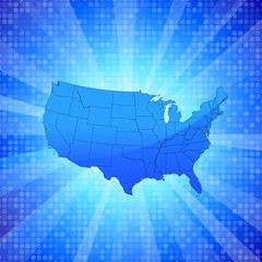 USA on blue glowing background with circular pattern