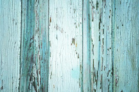 Light Blue Painted Threadbare Wooden Plank