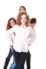 Fototapeta premium Group of happy pretty laughing girls