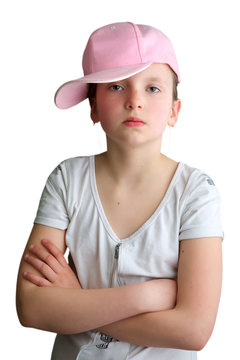 Girl with a pink baseball cap