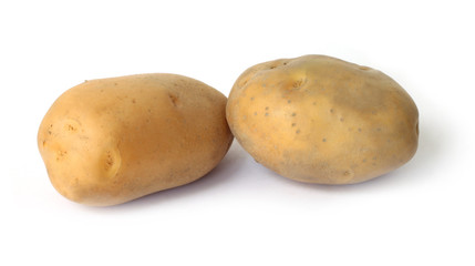 Two potatoes isolated on white background