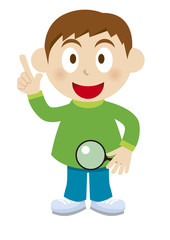 虫眼鏡を持つ子供