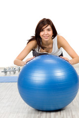 portrait of woman with fitness ball