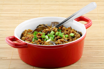 plat typiquement créole : rougail chevaquines à l'aubergine