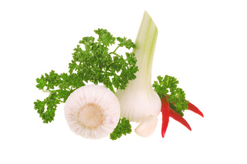 Fresh garlic, parsley and chilli peper