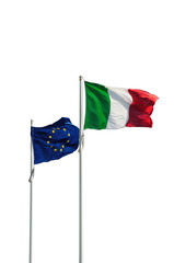 Bandiera italiana e comunità europea isolate