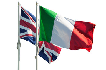 Bandiera italiana e inglese isolate