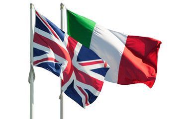 Bandiera italiana e inglese isolate