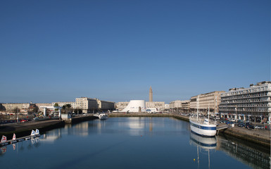 Fototapeta na wymiar Le Havre, handel Basin panorama