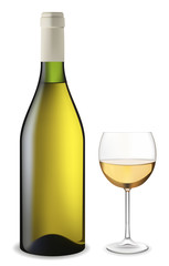 White wine set. Vector illustration. Contains mesh.