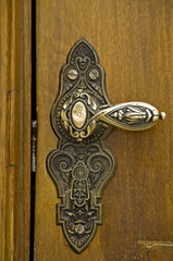 Antique brass door handle