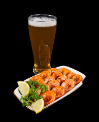 fried shrimps and beer