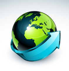 Planète terre flèche