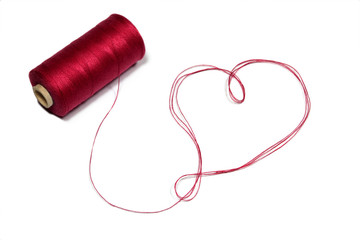 Heart made of red thread