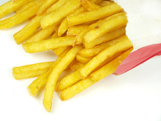 French fries on white background