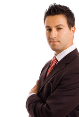 Young business man portrait in white background